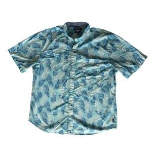 Crown and Ivy Men's Blue Pineapple Summer Button Down Size XL
